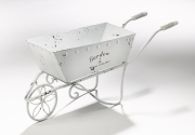 Pflanzgef�� Schubkarre Metall wei�