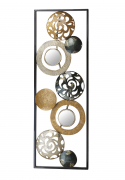 Wandbild aus Metall silber gold grau Ringe und Kreise mit Metallrahmen