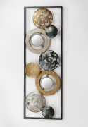 Wandbild aus Metall silber gold grau Ringe und Kreise mit Metallrahmen
