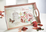 Tablett eckig, mit Tragegriffen und  Blumendekor