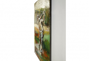 Metallbild 3D rechteckig hochkant mit 3D Relief eines Golfers