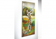 Metallbild 3D rechteckig hochkant mit 3D Relief eines Golfers