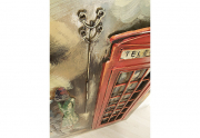 Metallbild 3D rechteckig hochkant mit einer Telefonzelle als 3D Relief