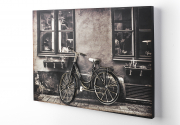 Wandbild aus Holz/Metall 3D Fahrrad Graut�ne quer rechteckig