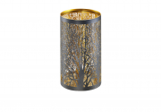 Teelichthalter Astmuster Metall schwarz/gold M