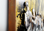 Metallbild 3D rechteckig quer mit Bauarbeitern in New York als 3D Relief NEU