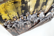 Metallbild 3D rechteckig quer mit Bauarbeitern in New York als 3D Relief NEU