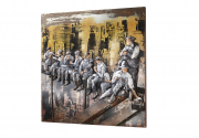 Metallbild 3D rechteckig quer mit Bauarbeitern in New York als 3D Relief NEU