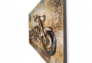Metallbild 3D rechteckig quer mit Motorrad als 3D Relief 108 x 72 cm
