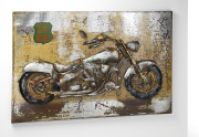 Metallbild 3D rechteckig quer mit Motorrad als 3D Relief 108 x 72 cm
