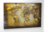 Metallbild 3D rechteckig quer mit einer Weltkarte als 3D Relief NEU