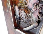 Metallbild 3D rechteckig Route 66 Motorrad als 3D Relief