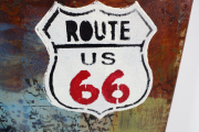 Metallbild 3D rechteckig Route 66 Motorrad als 3D Relief
