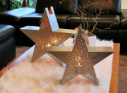 Laterne STERN mit filigranem Blattmuster Metall silber/gold M ohne Deko