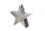 Laterne STERN mit filigranem Blattmuster Metall silber/gold M ohne Deko