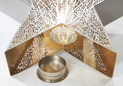 Laterne STERN mit filigranem Blattmuster Metall silber/gold L ohne Deko