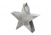Laterne STERN mit filigranem Blattmuster Metall silber/gold L ohne Deko