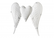 Wanddekoration Wandbild Fl�gelherz aus Metall antikwei� 52x52cm