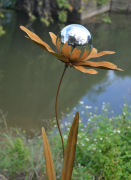 Gartenstecker RUSTY FLOWER in Rostoptik Materialmix 118 cm hoch