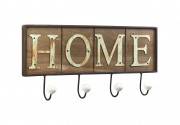 Hakenleiste Garderobe HOME aus Holz und Metall 4 Haken