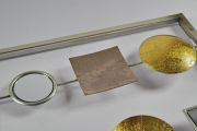 Wanddekoration Metall Kreise und Quadraten in Gold Silber mit Spiegelelementen