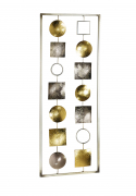 Wanddekoration Metall Kreise und Quadraten in Gold Silber mit Spiegelelementen