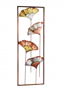 Wanddekoration mit Ginkobl�ten aus Metall in den Farben Kupfer und Gold