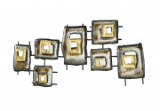Wanddekoration aus  Metall mit gold und silberfarbenen Rechtecken