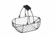 Drahtkorb oval aus Metall schwarz mit Henkeln
