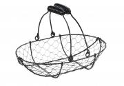 Drahtkorb oval aus Metall schwarz mit Henkeln