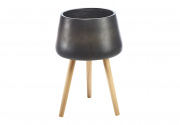 Pflanztopf TILDA mit Holzgestell aus Buche in Dunkelgrau