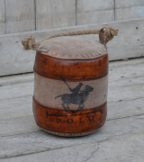 T�rstopper rund aus Canvas und Leder mit Henkel gef�llt mit Baumwolle und Sand