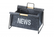 Zeitungsst�nder aus Metall schwarz und Filz dunkelgrau 37x31x28 cm