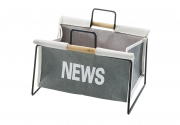 Zeitungsst�nder aus Metall schwarz und Canvas grau 37x31x28 cm