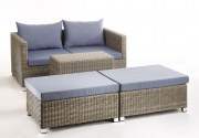 M�belgruppe LOUNGE Polyrattan Sessel Hocker Tisch Polster Kissen S/11