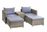 M�belgruppe LOUNGE Polyrattan Sessel Hocker Tisch Polster Kissen S/11